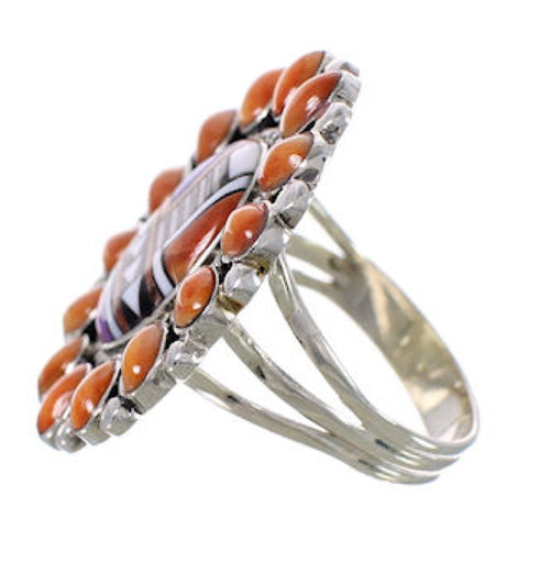 Southwest Multicolor Sterling Silver Ring Size 8-3/4 CX50413